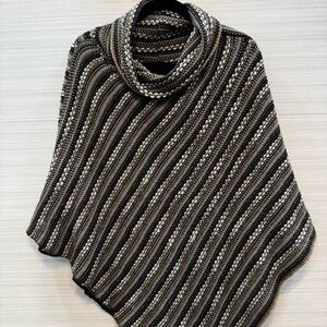 Steve Madden Multicolor Striped Cowl Neck Poncho